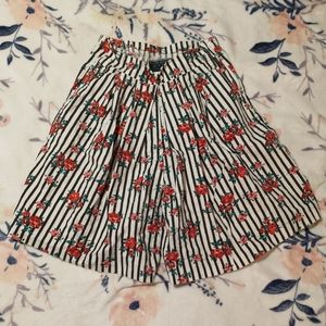 Vintage floral & striped cotton pleated shorts